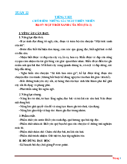 Giáo án Tiếng Việt 3 Kết nối tri thức tuần 22