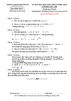 Đề HSG Olympic Toán 8 năm 2022 – 2023 phòng GD&ĐT Quỳnh Lưu – Nghệ An