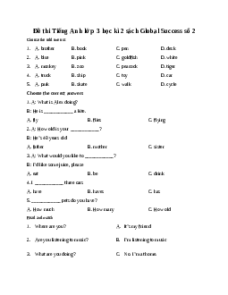 Đề thi Tiếng Anh lớp 3 học kì 2 sách Global Success số 2