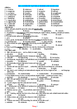 Bộ câu hỏi ôn tập học kỳ 2 Tiếng Anh 10 global success