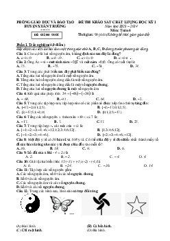 Đề học kì 1 Toán 6 năm 2023 – 2024 phòng GD&ĐT Xuân Trường – Nam Định