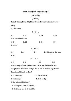 Bài tập cuối tuần Toán lớp 2 Cánh diều Tuần 8