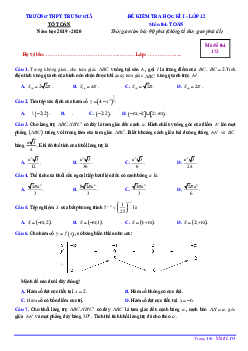 Đề kiểm tra HK1 Toán 12 năm 2019 – 2020 trường THPT Trung Giã – Hà Nội