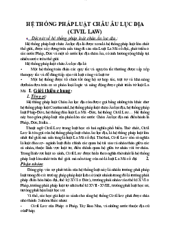 Hệ thống pháp luật châu âu lục địa học phần Lý luận chung
