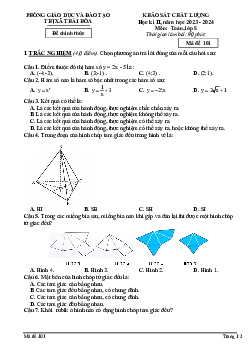 Đề thi học kì 2 Toán 8 năm 2023 – 2024 phòng GD&ĐT Thái Hòa – Nghệ An