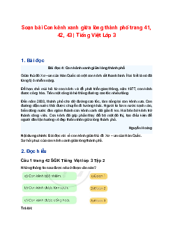 Soạn bài Con kênh xanh giữa lòng thành phố trang 41, 42, 43 | Tiếng Việt Lớp 3 Tập 2 Cánh diều