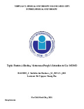 Factors Affecting Vietnamese People’s Intention to Use MOMO | Bài tiểu luận kết thúc học phần Statistics for Business | Trường Đại học Quốc tế, Đại học Quốc gia Thành phố Hồ Chí Minh