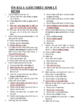 Bộ câu hỏi ôn tập môn Sinh lý bệnh từ chương 1- 9 có đáp án