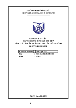 Báo cáo thực tập: Đánh giá tìm hiểu khả năng, nhu cầu, môi trường phát triển của trẻ | Trường Đại Học Thủ Đô Hà Nội