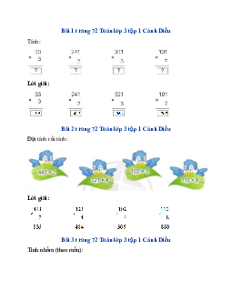 Giải SGK Toán lớp 3 trang 72 Luyện tập | Cánh Diều