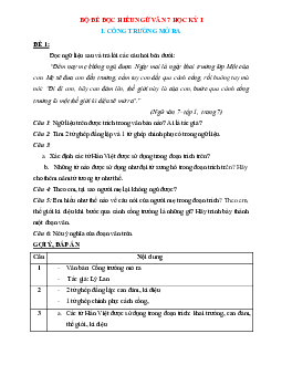 Bộ đề đọc hiểu Ngữ Văn 7 có đáp án học kỳ 1