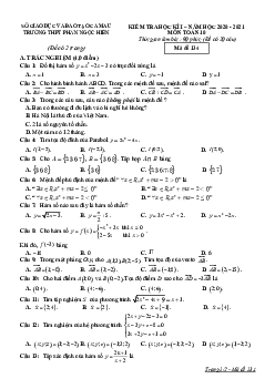 Đề thi HK1 Toán 10 năm 2020 – 2021 trường THPT Phan Ngọc Hiển – Cà Mau