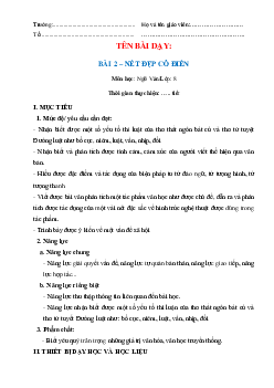 Giáo án Ngữ văn 8 Kết nối tri thức bài 2 Nét đẹp cổ điển