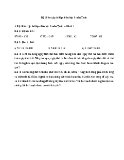 Bộ đề ôn tập hè lớp 4 lên lớp 5 môn Toán năm 2024