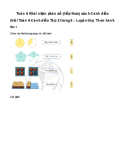 Giải Toán lớp 4 Bài 54: Khái niệm phân số (tiếp theo) Cánh diều