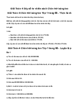 Giải Toán lớp 4 Bài 28: Dãy số tự nhiên| Chân trời sáng tạo
