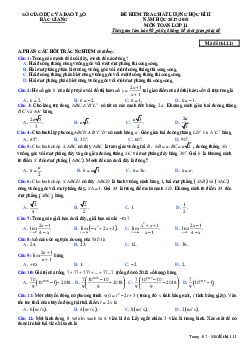 Đề thi học kỳ 2 Toán 11 năm học 2017 – 2018 sở GD và ĐT Bắc Giang