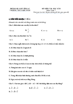 Đề học kì 2 Toán 7 năm 2022 – 2023 trường THCS Kim Ngọc – Vĩnh Phúc
