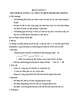 Tóm tắt lý thuyết Địa lý 10 bài 17