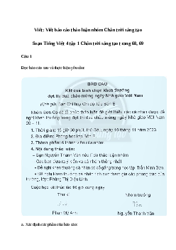 Soạn bài Viết: Viết báo cáo thảo luận nhóm - Tiếng Việt 4 Chân trời sáng tạo