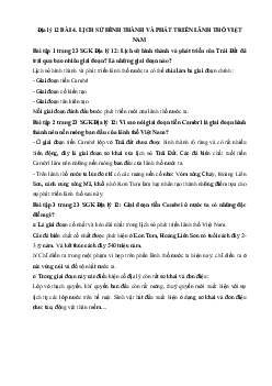 Giải bài tập SGK Địa Lý lớp 12 Bài 4: Lịch sử hình thành và phát triển lãnh thổ