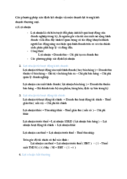 Các phương pháp xác định lợi nhuận và mức doanh lợi trong kinh doanh thương mại