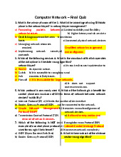 Final Quiz Questions and Answers | Môn Computer Network - Trường Đại học Quốc tế, Đại học Quốc gia Thành phố Hồ Chí Minh