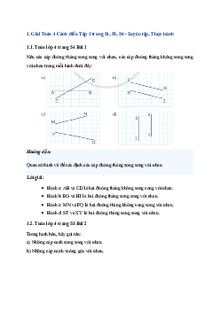 Bài 22: Toán lớp 4 trang 54, 55, 56 Hai đường thẳng song song. Vẽ hai đường thẳng song song Cánh diều