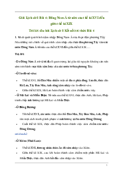 Giải Lịch sử 8 Bài 4: Đông Nam Á từ nửa sau thế kỉ XVI đến giữa thế kỉ XIX | Kết nối tri thức