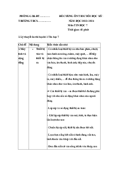 Đề cương ôn tập học kì 1 môn Tin học 7 sách Chân trời sáng tạo