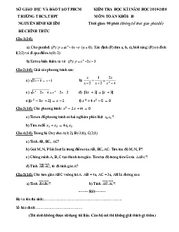 Đề thi HKI Toán 10 năm 2019 – 2020 trường Nguyễn Bỉnh Khiêm – TP HCM
