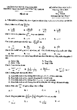 Đề thi HK1 Toán 8 năm 2019 – 2020 trường Nguyễn Tất Thành – Hà Nội