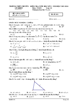 Đề học kỳ 1 Toán 10 năm 2023 – 2024 trường chuyên Lê Khiết – Quảng Ngãi
