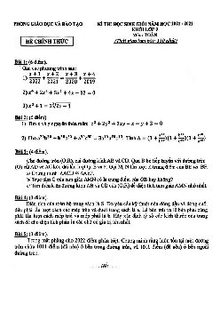 Đề thi học sinh giỏi Toán 9 năm 2021 – 2022 phòng GD&ĐT Đông Anh – Hà Nội