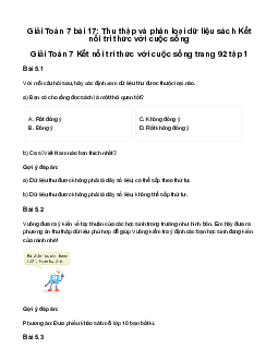 Giải Toán 7 Bài 17: Thu thập và phân loại dữ liệu | Kết nối tri thức