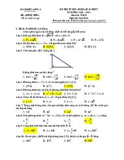 Đề tuyển sinh lớp 10 THPT môn Toán năm 2022 – 2023 sở GD&ĐT Sơn La