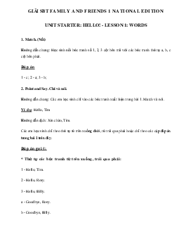 Giải SBT tiếng Anh lớp 1 Unit Starter Hello Lesson 1: Words | Family & Friends