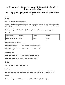 Giải Toán 3 Bài 33: Nhiệt độ. Đơn vị đo nhiệt độ | Kết nối tri thức