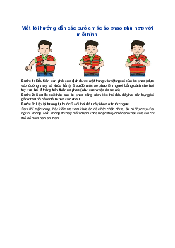 Viết lời hướng dẫn các bước mặc áo phao phù hợp với mỗi hình trang 89 | Tập làm văn 4
