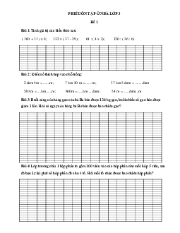 Phiếu ôn tập ở nhà lớp 3 - (từ 24/02 - 29/02)