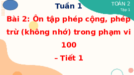 Giáo án điện tử Toán 2 Chương 1 Cánh diều: Ôn tập về phép cộng, phép trừ (không nhớ) trong phạm vi 100