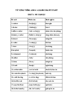 Từ vựng unit 7 lớp 4 My family Smart Start