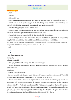 Chuyên Đề Phân Tử Sinh Học 9 (Có Lời Giải)