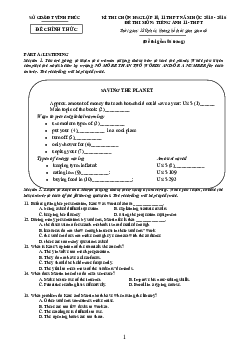 Đề Thi Chọn Học Sinh Giỏi Lớp 11 THPT Tỉnh Vĩnh Phúc Năm Học 2015-2016 Môn Tiếng Anh (có đáp án)