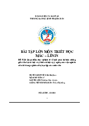 Quan điểm duy vật lịch sử về mối quan hệ biện chứng giữa tồn tại xã hội và ý thức xã hội - Triết học Mác Lenin | Đại học Kinh Tế Quốc Dân