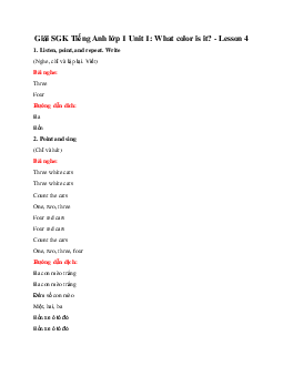 Giải SGK Tiếng Anh lớp 1 Unit 1: What color is it? - Lesson 4 | Family & Friends