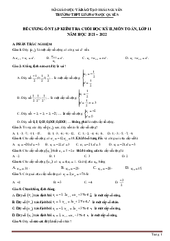 Đề cương học kỳ 2 Toán 11 năm 2021 – 2022 trường Lương Ngọc Quyến – Thái Nguyên