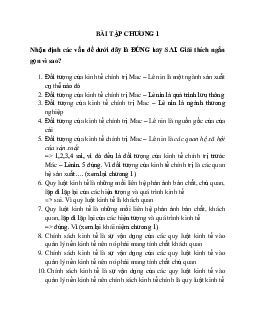 Bài tập Chương 1 Kinh tế chính trị Mác - Lênin