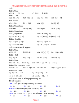 Bài tập toán 6 bộ kết nối tuần 13 phép nhân và phép chia hết trong tập hợp số nguyên