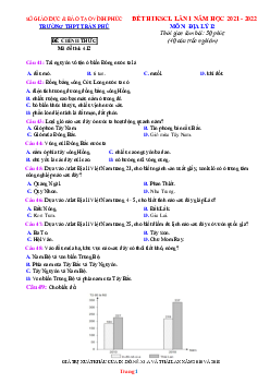 Đề thi thử THPT Quốc gia năm 2022 môn Địa Lí của trường THPT Trần Phú, Vĩnh Phúc lần 1 (có đáp án)